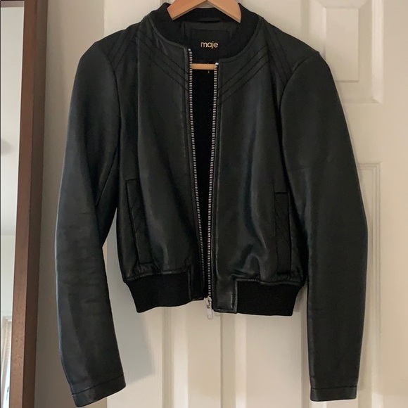 maje leather bomber jacket